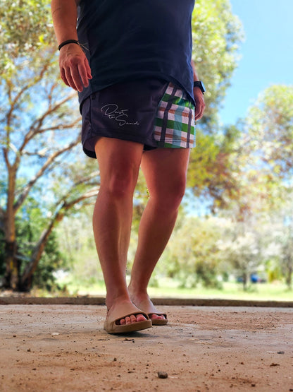 Gunmetal Grey Gingham Footy Shorts