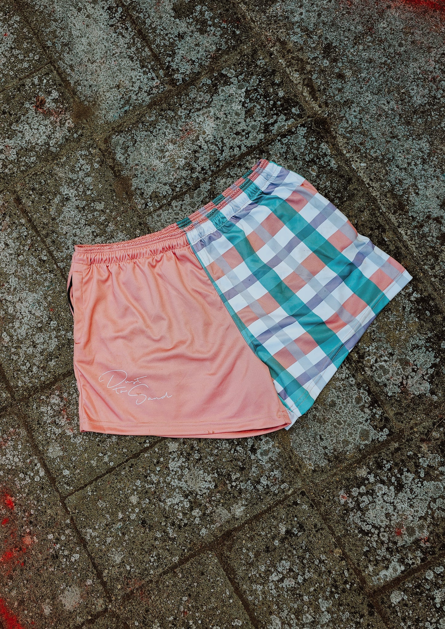 Salmon Gingham Footy Shorts