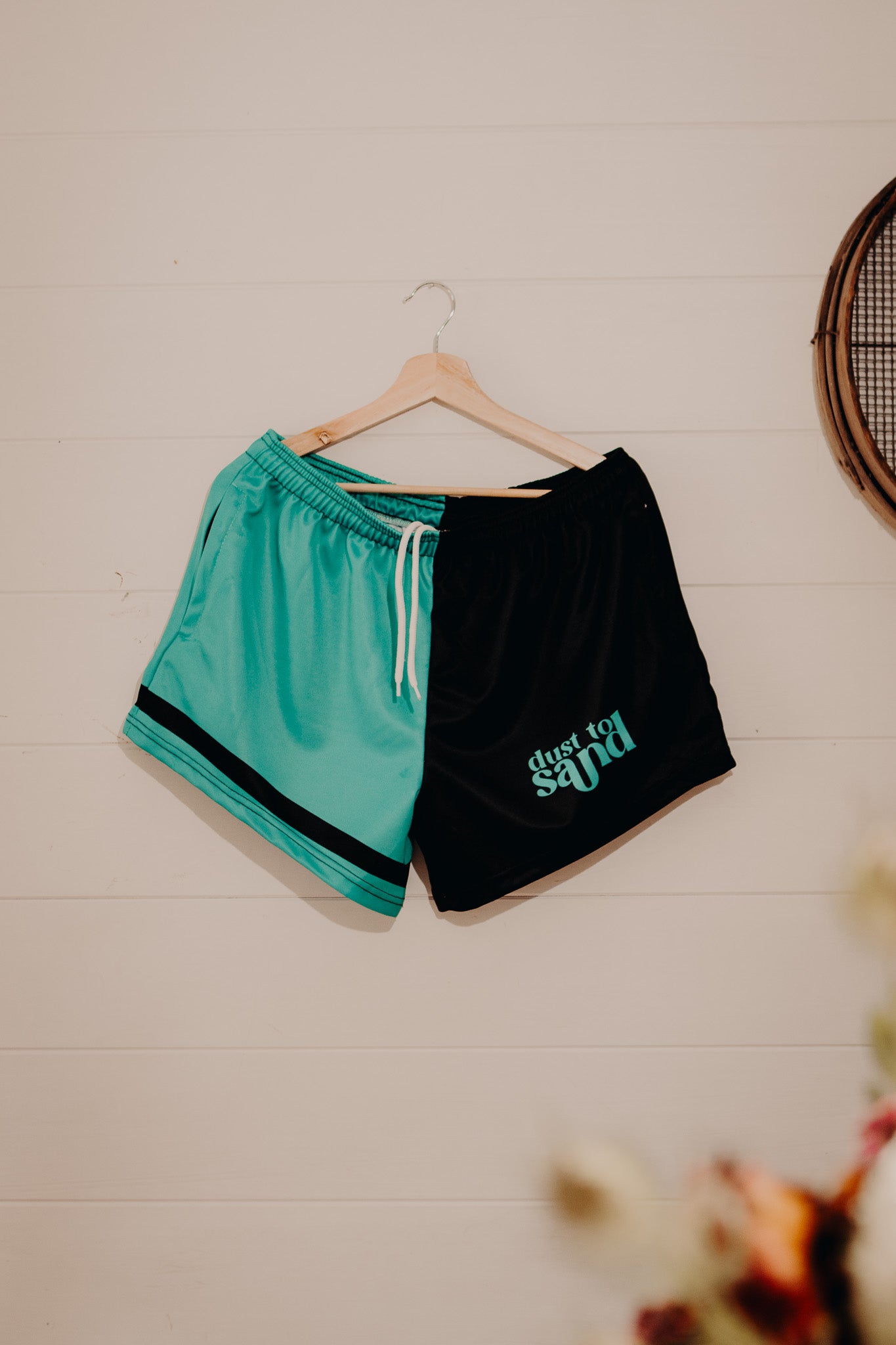 Teal Footy Shorts with Zipper Pockets