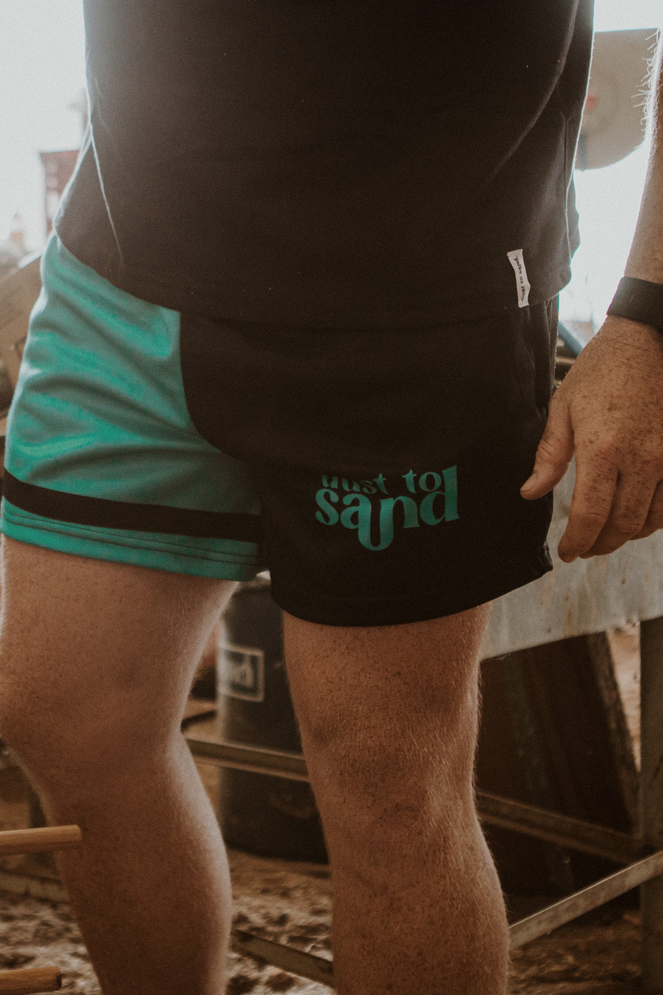 Teal Footy Shorts with Zipper Pockets