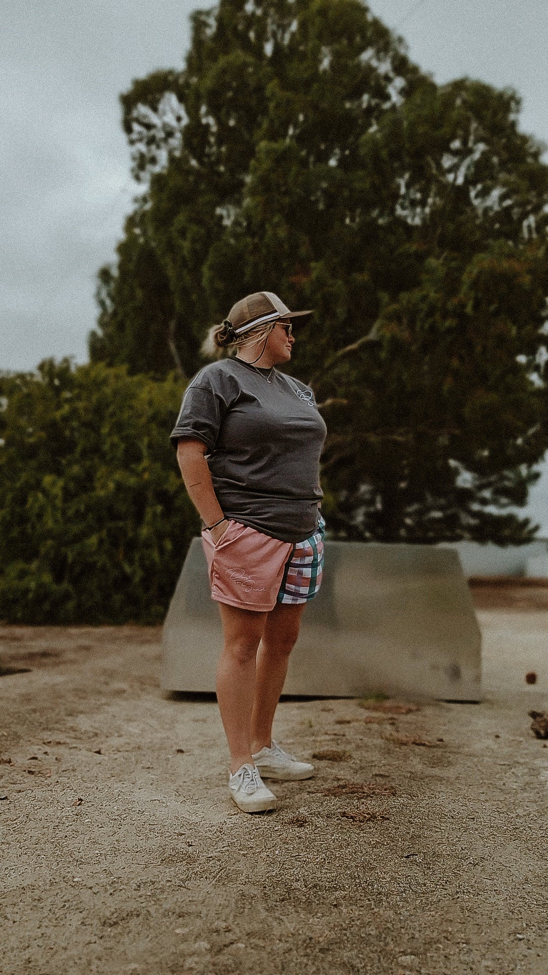 Salmon Gingham Footy Shorts